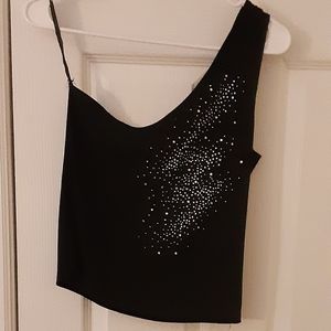 Black one shoulder cami top